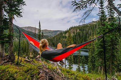 Relaxing in a hammock